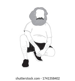 Concepto de ilustración de hombre viejo.Con dibujo a mano y estilo doodle.Para afiches, portada música de álbum o mercancía de vestimenta.