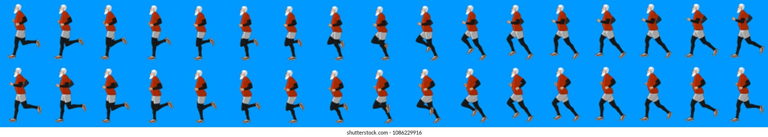 Old man jogging and running animation sprite sheet