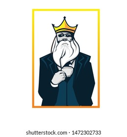 old man king character logo mascot, with beard