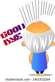 Old man leaving, illustration, vector on white background.