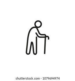 Old Man Line Icon. Cane, Senior, Walking. People Concept. Can Be Used For Topics Like Aging, Retirement, Disease.