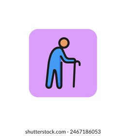 Old man line icon. Cane, senior, walking. People concept. Can be used for topics like aging, retirement, disease.