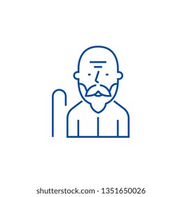 Old man line icon concept. Old man flat  vector symbol, sign, outline illustration.