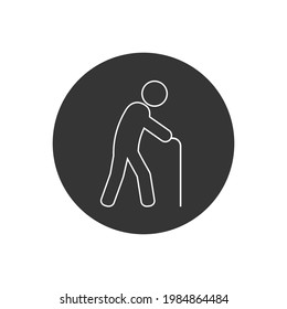Old man line icon flat vector illustration