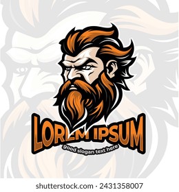 Old man logo design, old man logo design with beard,  Esport gaming mascot logo template Vector.