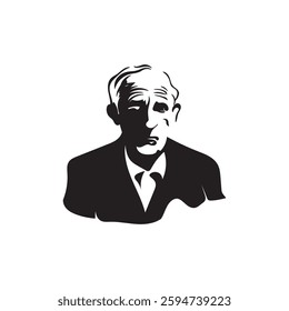 Old man logo design, silhouette vector illustration