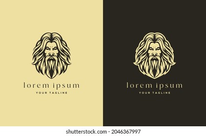 Old man long hair logo design. Gentle man logo design