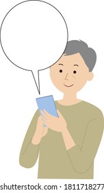 Viejo mirando el teléfono celular