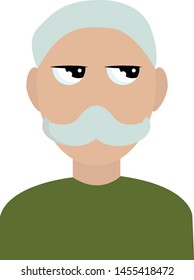 Old man looking, illustration, vector on white background.