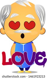 El anciano está enamorado, ilustración, vector de fondo blanco.