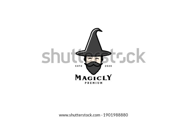 old man magician with beard line  logo symbol icon\
vector graphic design