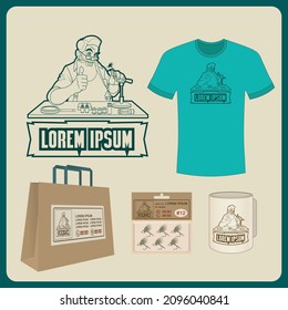 Old man making fly tying. For T shirt , box and package designs