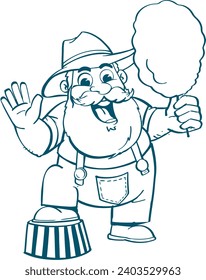 Alte männliche Maskottchen-Zeichendesign-Premium-Vektorgrafik