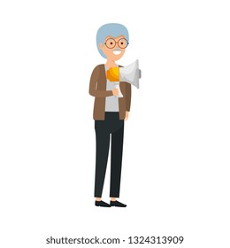 old man with megaphone
