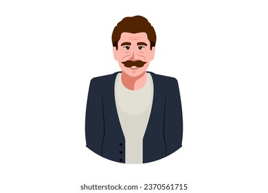 Old man mexican avatar profile on isolated background, Vector illustration.