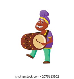 old man musician playing on dumb on festival cartoon vector. old man musician playing on dumb on festival character. isolated flat cartoon illustration