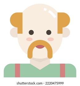 Old Man Mustache Bald Grey Hair Avatar modern concept ui ux icon for website, app, presentaion, flyer, brochure etc.