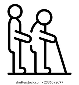 Old man nurse help icon outline vector. Clinic care. Doctor service