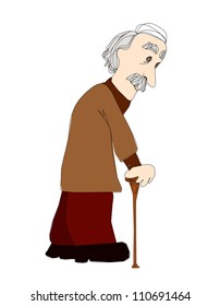  The Old Man On A White Background, Vector