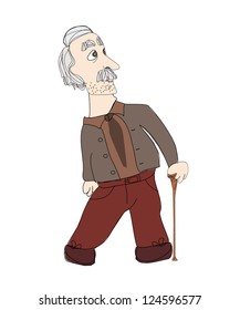  The old man on a white background, vector