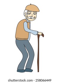 The Old Man On A White Background, Vector