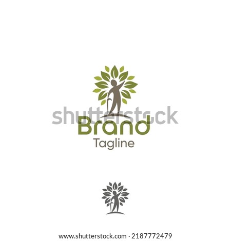 Old man pensioner old man tree charitable foundation vector logo