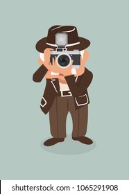 old man photographer  vector