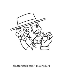 the old man with pipe cigar vector illustration