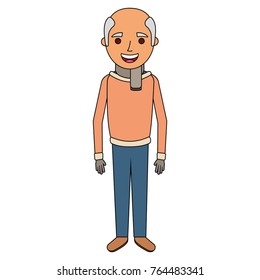 old man portrait of a pensioner grandfather character