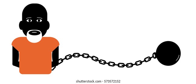 old man prison. orange clothes. vector icon