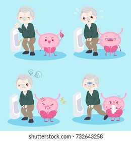 old man with prostate on the blue background