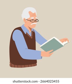 Un anciano lee un libro	