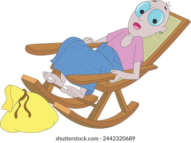 an old man restless in his easy chair worried