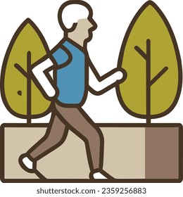 Hombre mayor corriendo en el parque para el ejercicio y el aire fresco