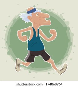 Old Man running, vector