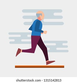 old man running vector illustration in flat style