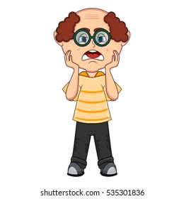 Old man sad cartoon vector illustration