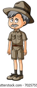 Old Man In Safari Outfit Illustration