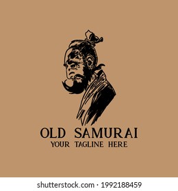 old man samurai illustration vector