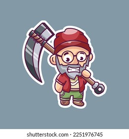 old man with a scythe illustration