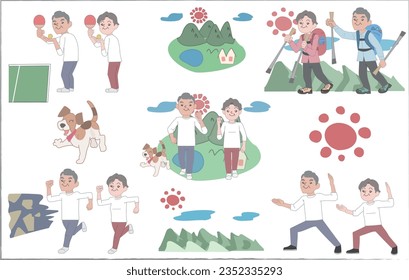 Old man senior exercise set material