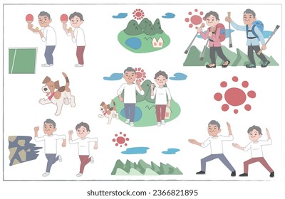 Old man senior exercise set material