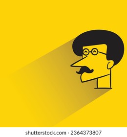 old man with shadow on yellow background