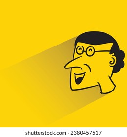 old man with shadow on yellow background