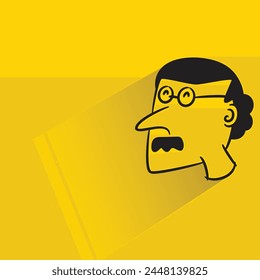 old man with shadow on yellow background