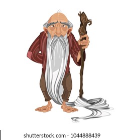 Old man shepherd Vector. cartoon character detailed illustrations