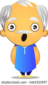 Old man is shocked, illustration, vector on white background.