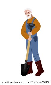 Old man shovel retirement icon. Isometric of old man shovel retirement vector icon for web design isolated on white background. Vector illustration