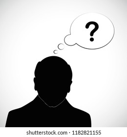 old man silhouette human head with question mark alzheimer disease dementia vector illustration EPS10