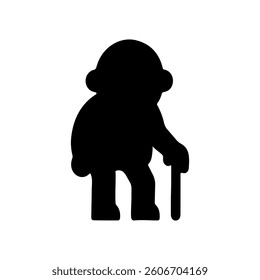 
Old man. silhouette icon vector flat design on white background.